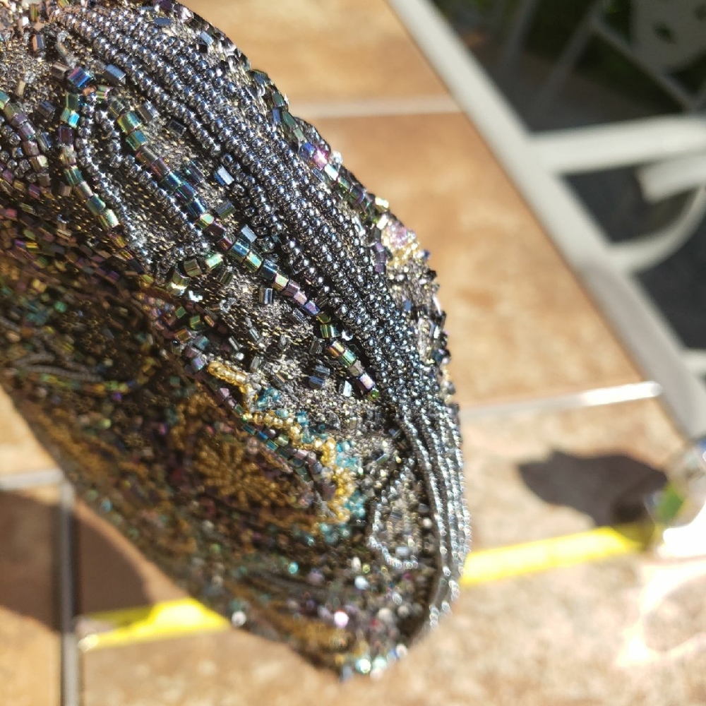 VINTAGE Lord And Taylor Black Beaded Handbag - Picture 10 of 12